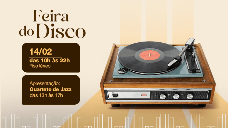 Ilustração do evento: Garimpagem de vinil: Patteo Urupema Shopping traz nova edição da Feira do Disco com apresentação do Quarteto Suz4