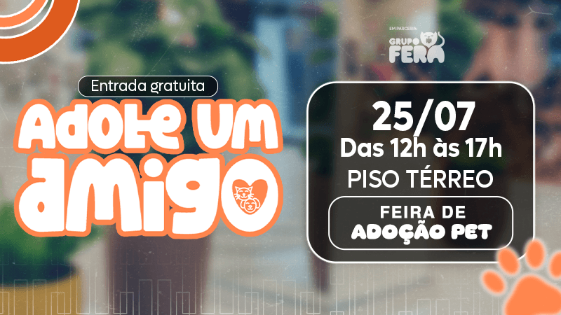 Ilustração do evento: Patteo Urupema Shopping e Grupo Fera realizam evento de adoção pet neste sábado (25)